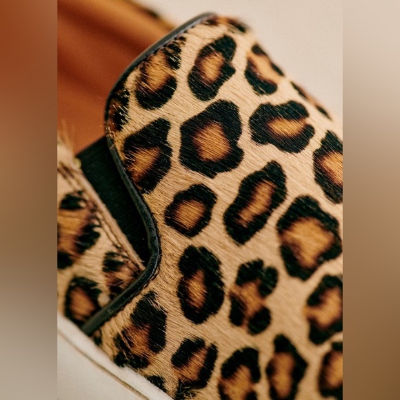 Sézane Theo Slip On Sneakers in Leopard Pony Cowhide Leather | US 8 - Picture 5 of 8